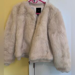 Forever 21 Cream Faux Fur Jacket